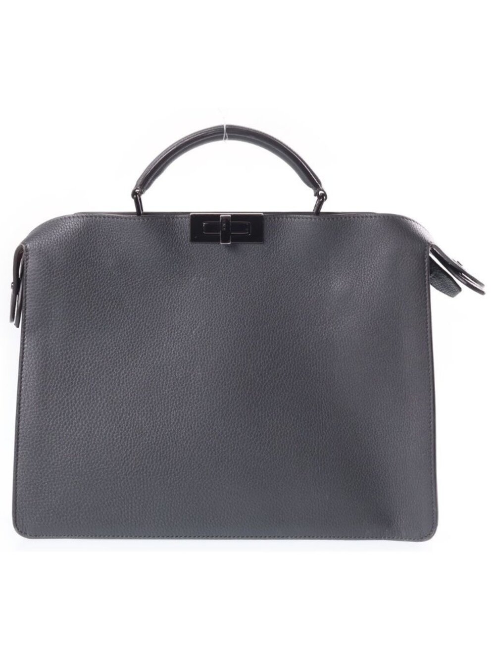 Fendi Peekaboo ISeeU Medium 2-Way Shoulder Bag Gray Leather Black